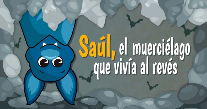 Ilustracion de murciélago colgando de rocas